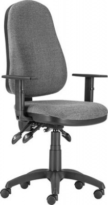 Kancelárska stolička, čalúnená, čierny podstavec, s opierkami rúk, "XENIA ASYN", svetlosivá
