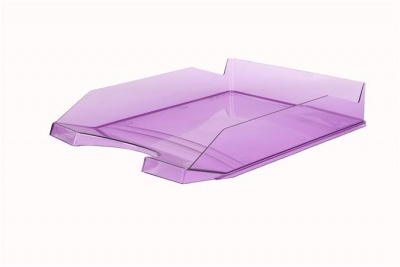 Odkladač, plastový, VICTORIA OFFICE, priehľadný fialový