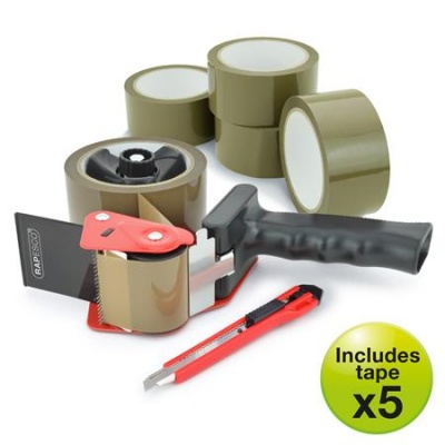 Odvíjač pásky, RAPESCO "Germ-Savvy® 960", s hnedou baliacou páskou (5 ks), s nožom (1 ks)