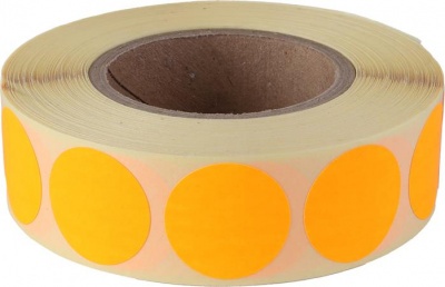 Etikety, okrúhle, 20 mm, 1000 etikiet/kotúč, oranžová