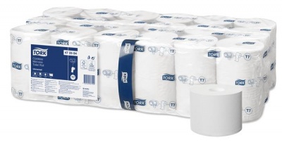 Toaletný papier, T7 systém, 1-vrstvový, priemer: 13,1 cm, Universal, TORK " Mid-size", biela