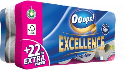 Toaletný papier, 3-vrstvový, malý kotúč, 16 kotúčov, OOOPS "Excellence"