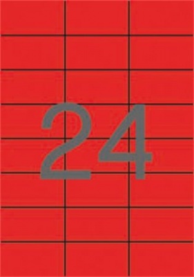 Etikety, 70x37 mm, farebné, APLI, červené, 2400 etikiet/bal