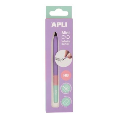 Nekonečná ceruzka, mini, HB, šesťhranná, tricolor, APLI "Infinite", fialová