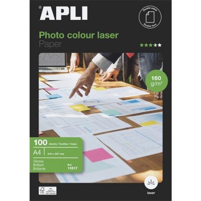 Fotopapier, do laserových tlačiarní, A4, 160 g, lesklý, obojstranný, APLI "Premium Laser"