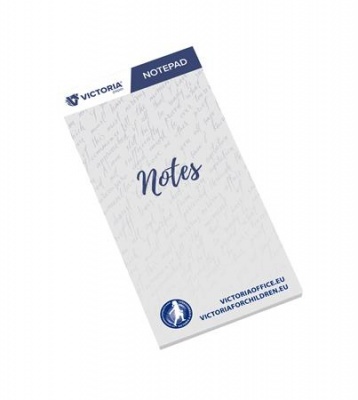 Poznámkový blok, 65x130 mm, 5x50 listov, čistý,  VICTORIA OFFICE