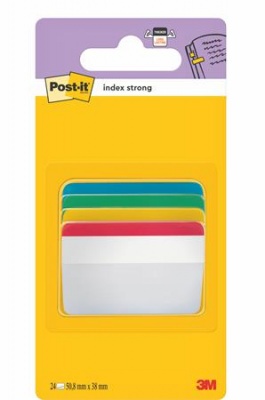 Záložky, plastové, silné, naklonené, 4x6 záložiek, 50,8x38,1 mm, 3M POSTIT, mix farieb