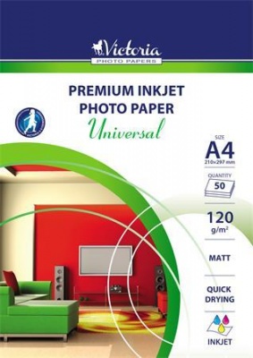 Fotopapier, pre atramentovú tlač, A4, 120 g, matný, VICTORIA PAPER "Universal"