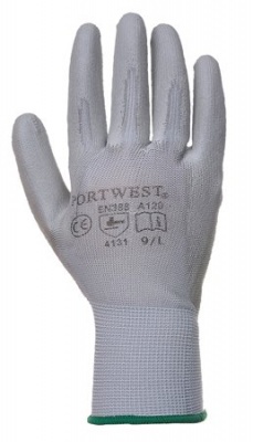 Montážne rukavice, na dlani namočené do polyuretánu, veľkosť: 9, sivé