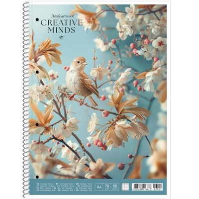 Špirálový zošit, A4, štvorčekový, 80 listov, SHOLYARYK "College Block Creative Minds", mix