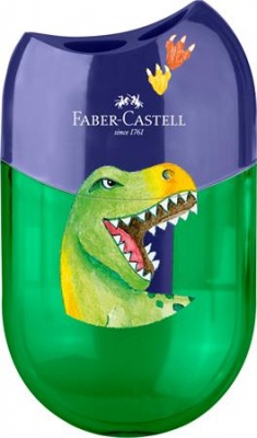 Strúhadlo, displej, dvojdierové, so zásobníkom,  FABER-CASTELL, dinosaurus