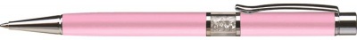 Guľôčkové pero, Crystals from SWAROVSKI®, ružové, s bielymi krištáľmi v strede tela, 14cm
