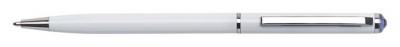 Guľôčkové pero, Crystals from SWAROVSKI®, s tanzanite fialovým krištáľom, 13 cm, ART CRYSTELLA, biela