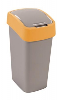 Odpadkový kôš s výklopným vekom, na triedenie odpadu, plastový, 45 l, CURVER, žltá/sivá