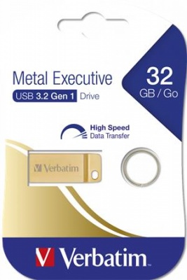 USB kľúč, 32GB, USB 3.2,  VERBATIM "Executive Metal", zlatá