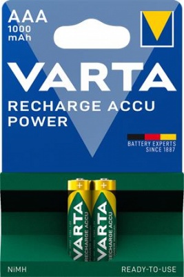 Nabíjateľná batéria, AAA, mikrotužková, 2x1000 mAh,  VARTA "Power"