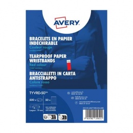 Identifikačný náramok, odolný proti roztrhnutiu,, 265x19 mm, AVERY ZWECKFORM "Tyvek", červený