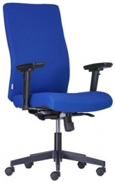 Kancelárska stolička, čalúnená, čierny podstavec, "BOSTON", modrá