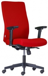 Kancelárska stolička, čalúnená, čierny podstavec, "BOSTON", červená
